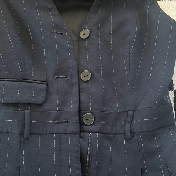 Anthropologie Navy Pinstripe Jumpsuit - Picture 6 of 10